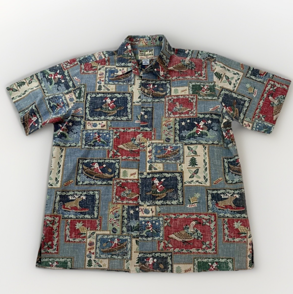 Vintage Reyn Spooner Mele Kalikimaka 2003 Shirt Mens XL Christmas Hawaiian Santa